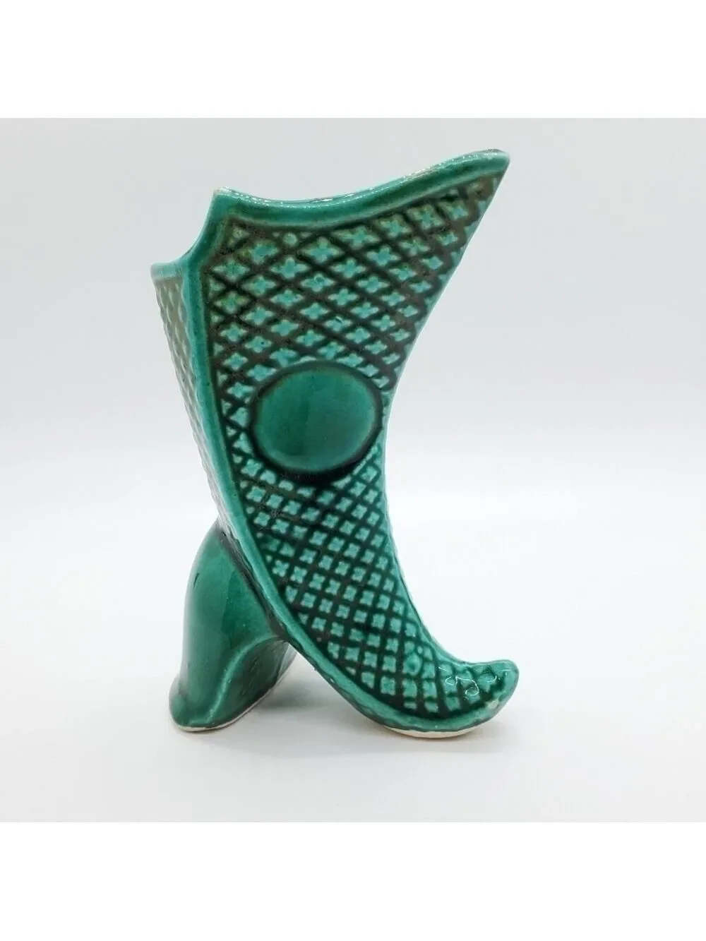 Vintage Green made in Japan mini heeled boot vase